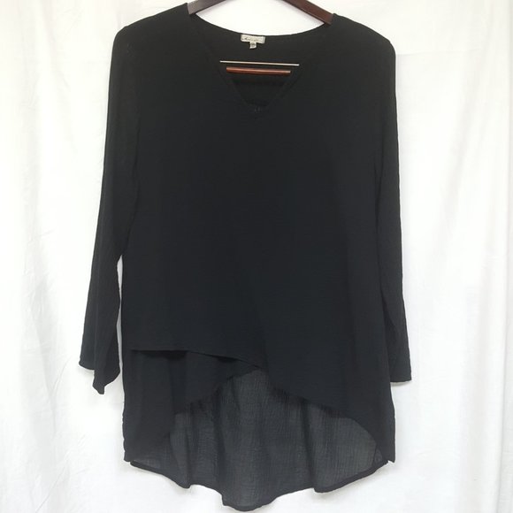 Mod-o-doc Black Lightweight Hi-Lo Linen Tunic MED - Picture 8 of 8